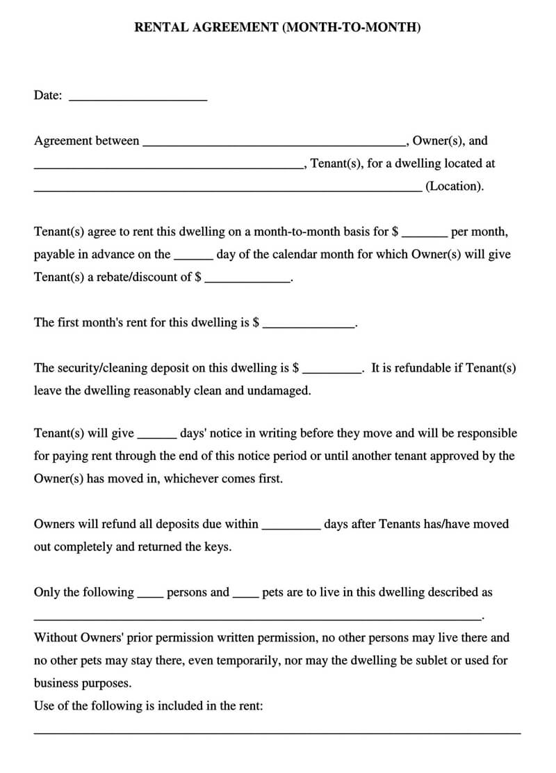 blank lease agreement free printable